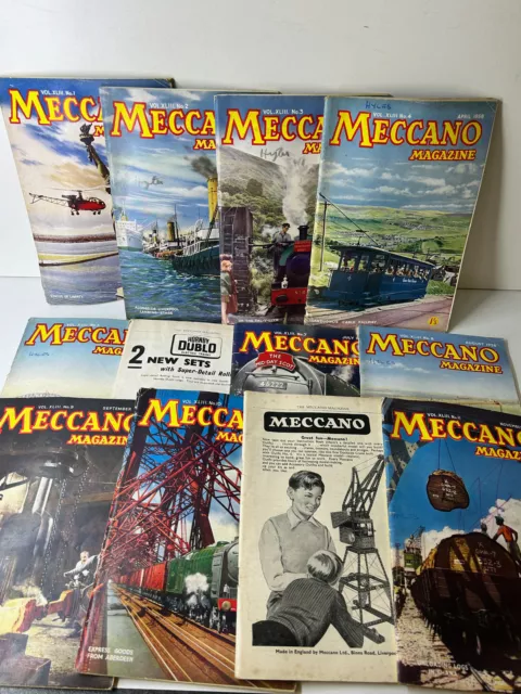 Bundle of 12 1958 Editions of Meccano Magazine - Please See Pictures for Details