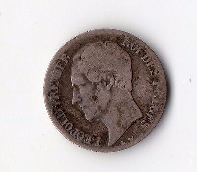 Monnaie 20 Cents En Argent De Belgique De 1853 @ Leopold Premier @ Silver Coins