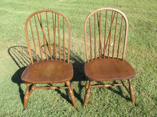 Vintage Pair Pennsylvania House Oak Windsor Dining or Side Chairs Set 2 Vintage Pair Pennsylvania House Oak Windsor Dining or Side Chairs Set 2