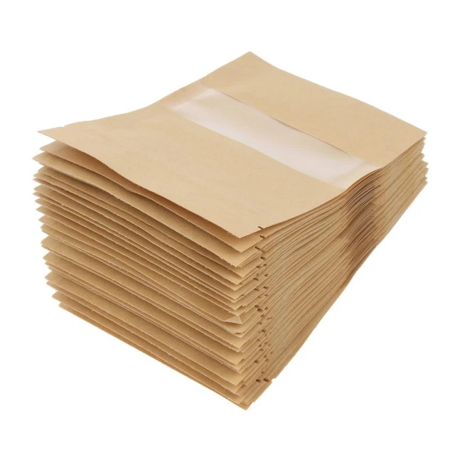 50X Kraft  with Transparent Window,  Snacks, Snacks, Coffee, Tea,