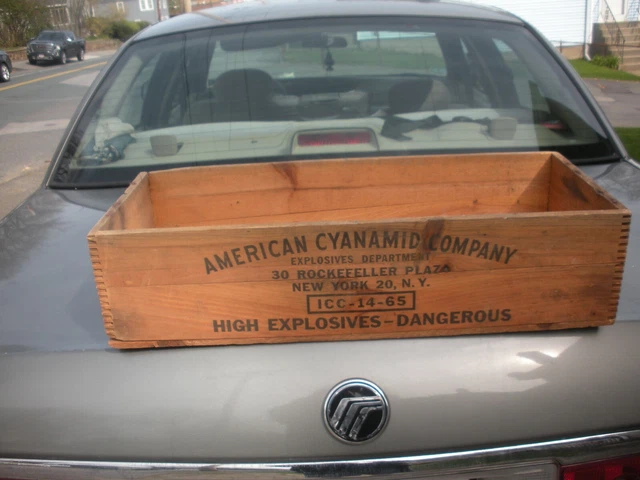 Vtg American Cyanamid Company Wood Explosives Shipping Crate 30 Rock Plaza NY 4