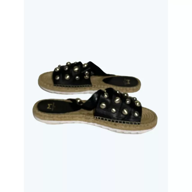 Marc Fisher ‘Brandie’ Studded Leather Espadrille Slide Sandal 11 3