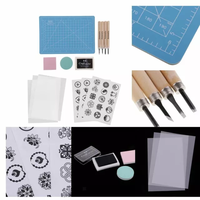 14 Pieces/Set DIY Rubber Stamp Carving Block Kit for DIY Crafts