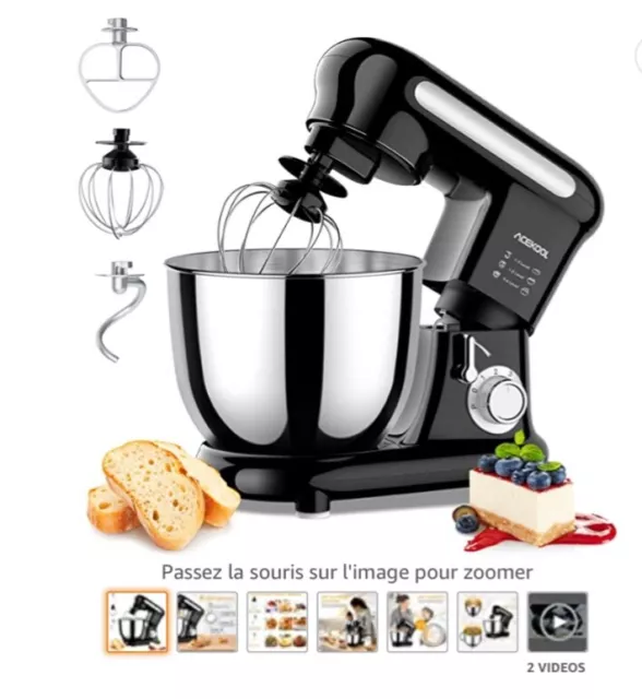 Robot Pâtissier Multifonctions 6 Vitesses 3.5L Pétrin Professionnel 1000W 