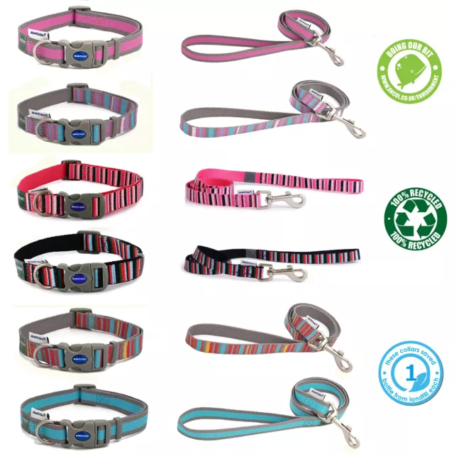 Ancol Adjustable Dog Collar or Lead 100% Recycled Material Puppy Matching