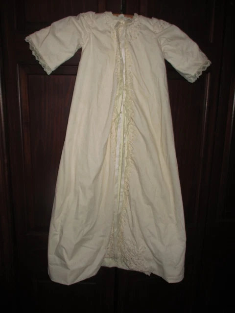 Antique Vintage Baptismal Christening Unisex Long Baby Gown Handmade Lace 34"