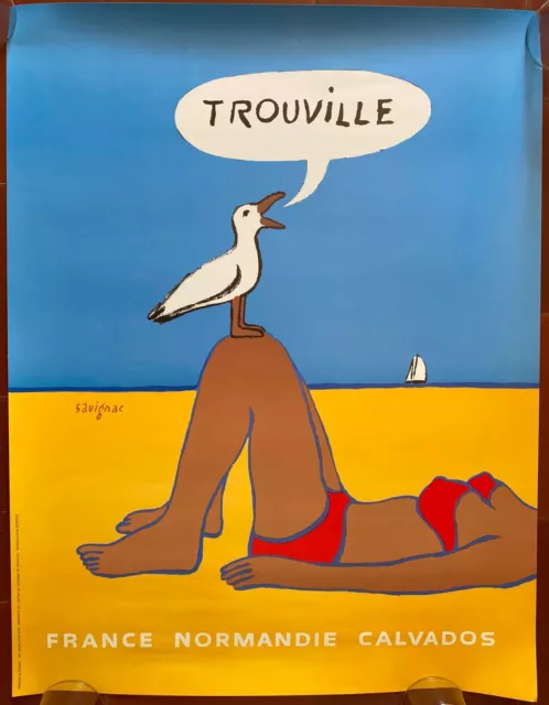 Affiche TROUVILLE France Normandie Calvados Mer Plage RAYMOND SAVIGNAC 50x65cm