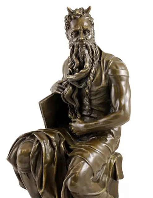 Moses von Michelangelo - Mythogische Bronzefigur, signiert Michelangelo