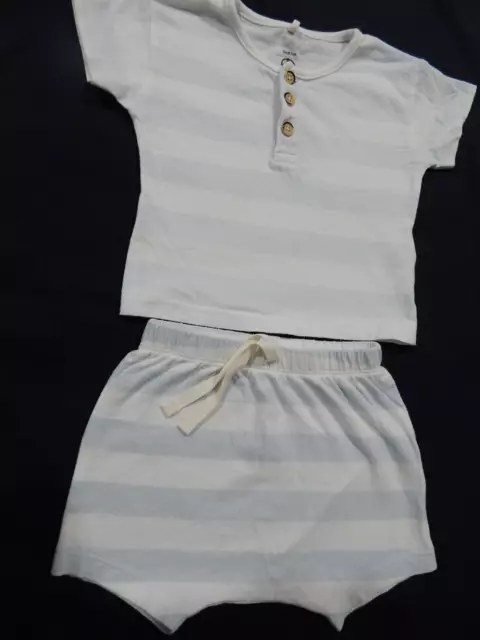 Petite Bateau Boys 6 Months Light Blue Striped Shirt and Shorts SET sWEET AS CAN