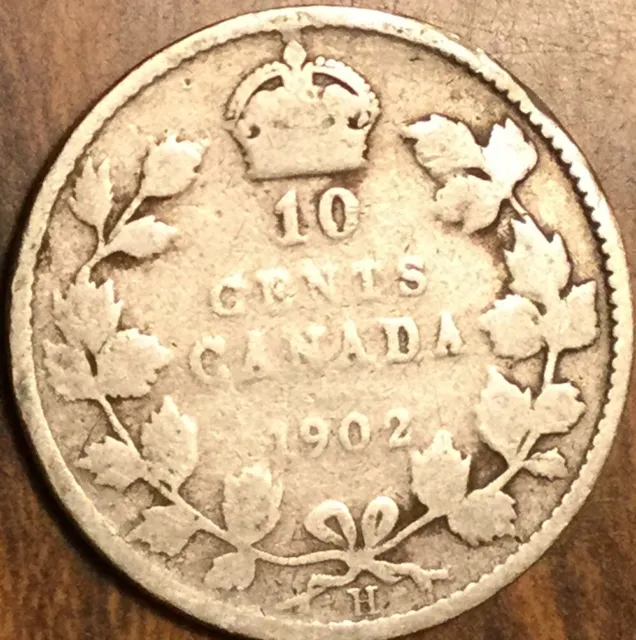 1902 H Canada Silver 10 Cents Coin