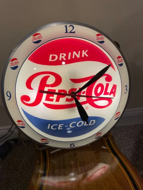 Pepsi Double Bubble Clock "Drink Pepsi-Cola Ice-Cold"