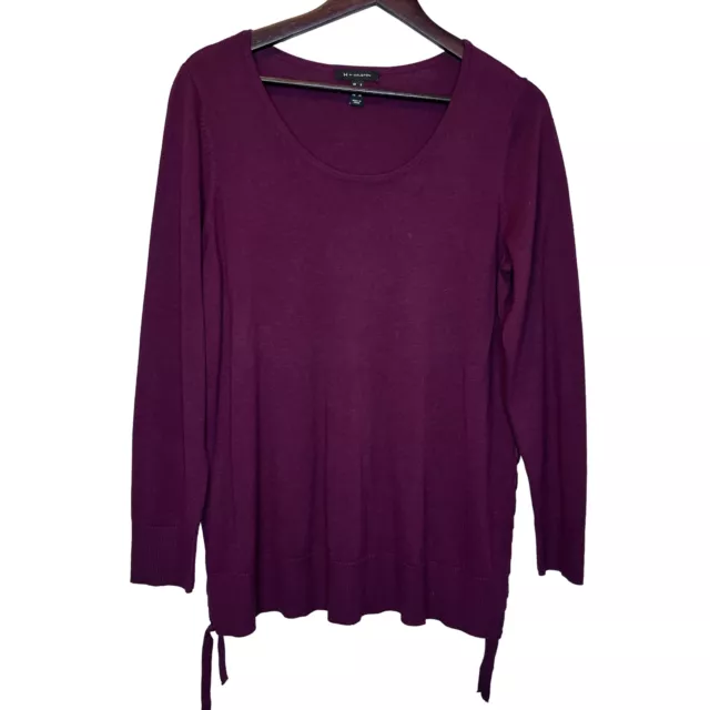 H by Halston Womens Purple Scoop Neck Long Sleeve Pullover Sweater Size Small
