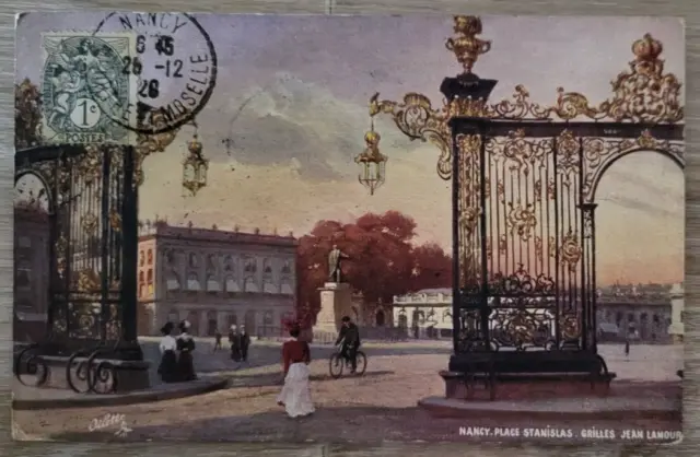 CPA TUCK Nancy Place Stanislas, 1926 Obliterated Stamp, Colorized, Animated