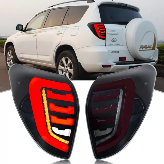 LED Tail Lights for Toyota RAV4 2006-2012 Smoked Sequential Indicator Rear Lamps