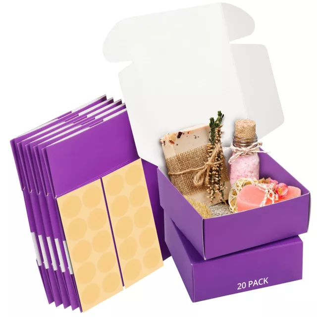 Kurtzy 20er Pack Lila Karton Box Geschenkbox mit Deckel - L 12 x B 12 x H 5 cm