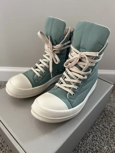 Pre Owned Rick Owens DRKSHDW Aqua Color Padded Nylon Ramones High Top Size 7