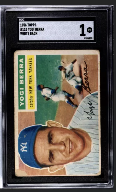 1956 Topps #110 Yogi Berra New York Yankees White Back SGC 1