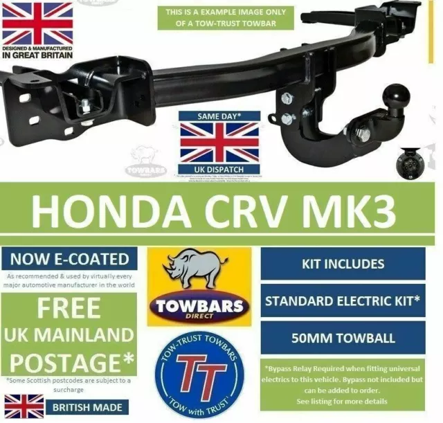 Towbar to fit Honda CRV CR-V Mk3 2007 to late 2012 Flange Tow-Trust TH1 Tow Bar