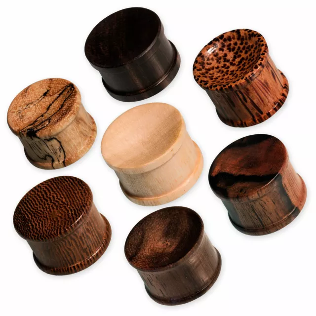 Holz Plug Ohr Flesh Tunnel Double Hat  Piercing Ohrschmuck Organic 4-50 mm