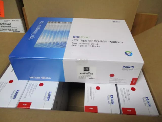 METTLER TOLEDO RAININ PIPETTE TIPS 10 RACKS 960 TIPS, 20uL PART#17011186
