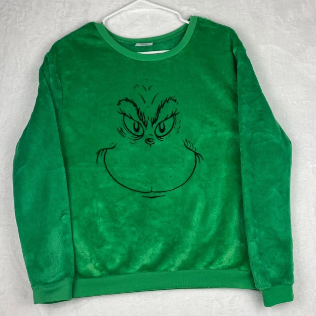The Grinch Dr Seuss Christmas Ugly Sweater Youth Medium (7-9) Green Crewneck