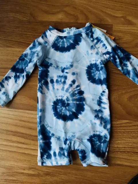 BNWT Unisex Baby Rash Suit With Long Sleeves Zip Rash Swim Suit Size 00