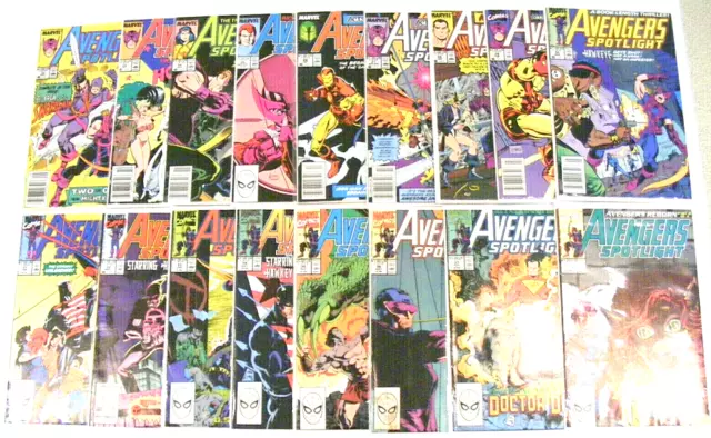 COMICS MARVEL  AVENGERS SPOTLIGHT  #22  TO   #38 1989   very fine 17 comics