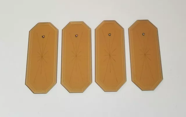 4- Vintage Amber Glass Chandelier Replacement Panels Flat Star Octagon Beveled