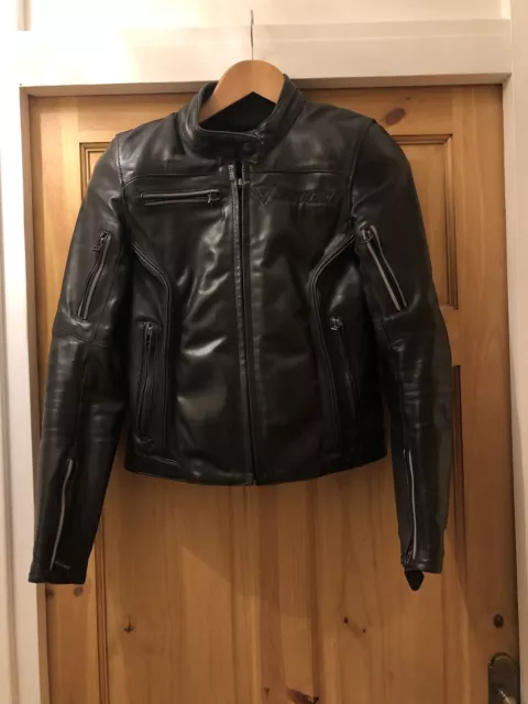 Ladies Dainese Black Leather Motorcycle Nikita Jacket Size S/M Size 42