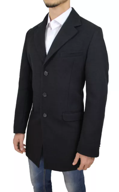 CAPPOTTO UOMO BARONETTO NERO SLIM FIT GIACCONE INVERNALE taglia S M L XL XXL 3XL