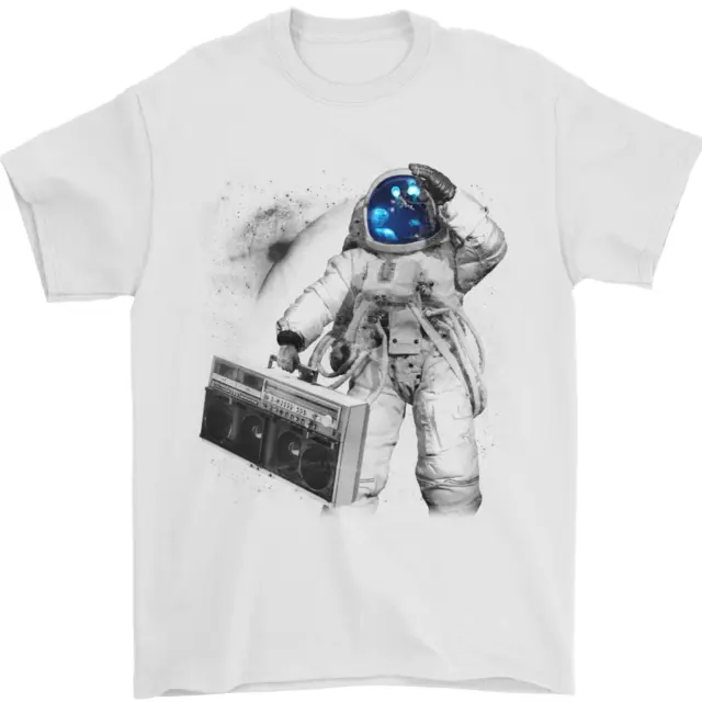 T-shirt da uomo Space Ghetto Blaster Astronaut Music 100% cotone