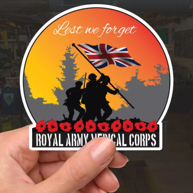 Remembrance Vinyl Sticker - Royal Army Medical Corps (RAMC) Lest We Forget