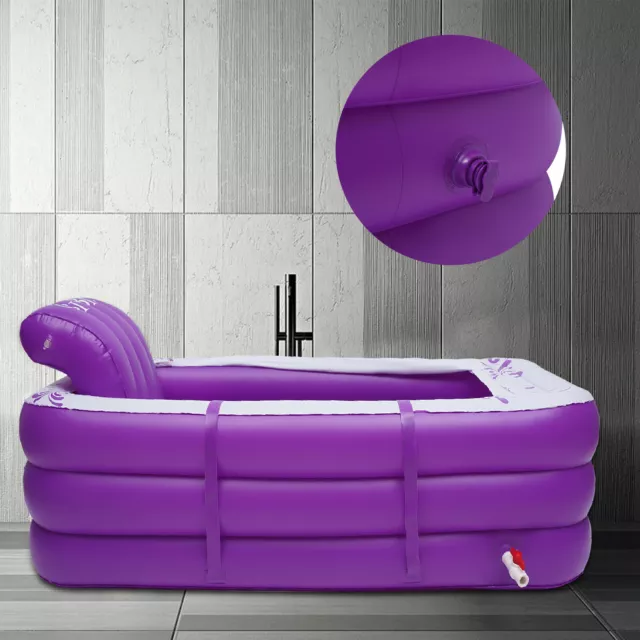 165 cm Bañera Plegable Móvil PVC Adultos Sauna Baño Bañera Plegable Bañera