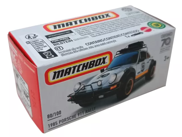 2023 Matchbox 1:64 1985 Porsche 911 Rally 70 Years Edition Power Grabs Box OVP