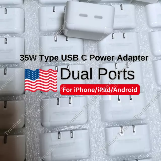 35W Dual Type C Power Adapter Fast Charging For iPhone 15 Plus 14 13 12 11 8 Lot