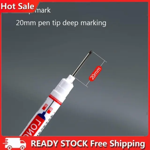 Long Head Marker Woodworking Multi-purpose Deep Hole Marker Pen Decor (Red)