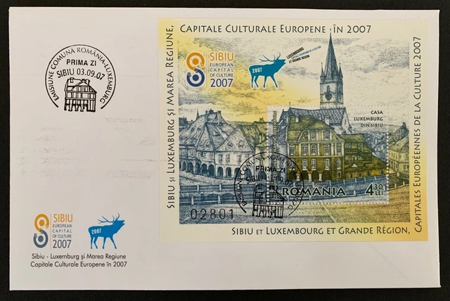 Romania FDC cover 2007 with sheetlet Casa Luxemburg Sibiu