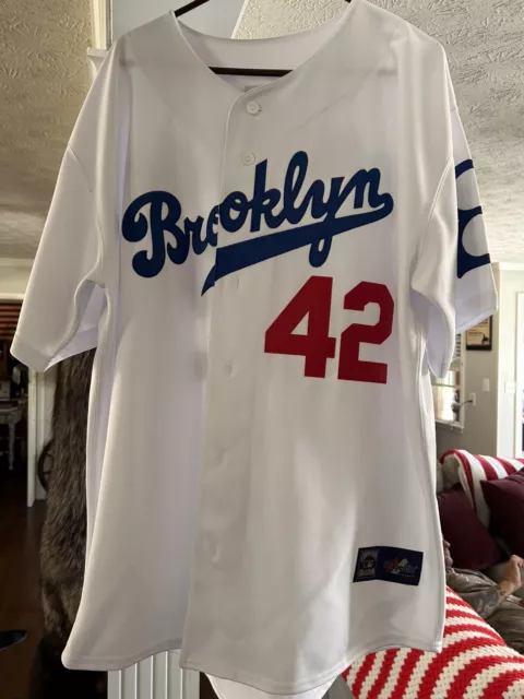 Jackie Robinson Brooklyn Dodgers Men's Home White Cooperstown Jersey-Like New NW