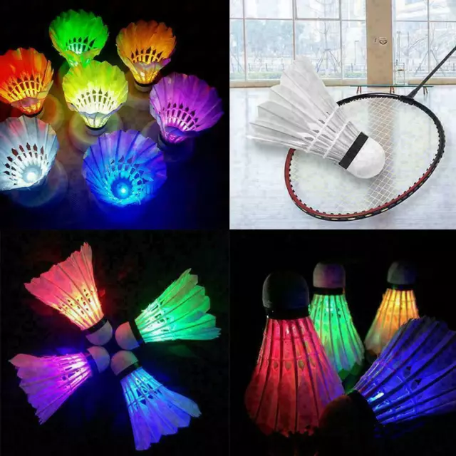 4Pcs/Set Colorful LED Badminton Sport Feather Shuttlecock Lighting