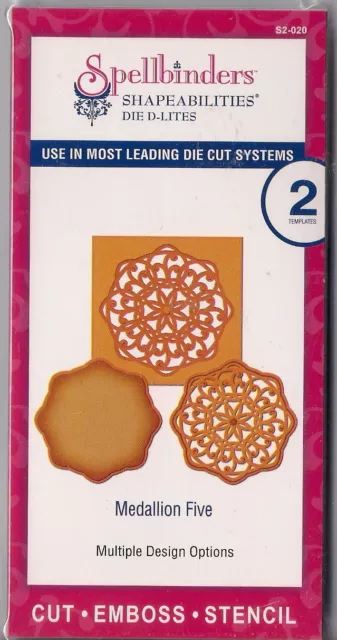 Spellbinders Shapeabilities Die D-Lites cut emboss stencil Medallion Five 2pc