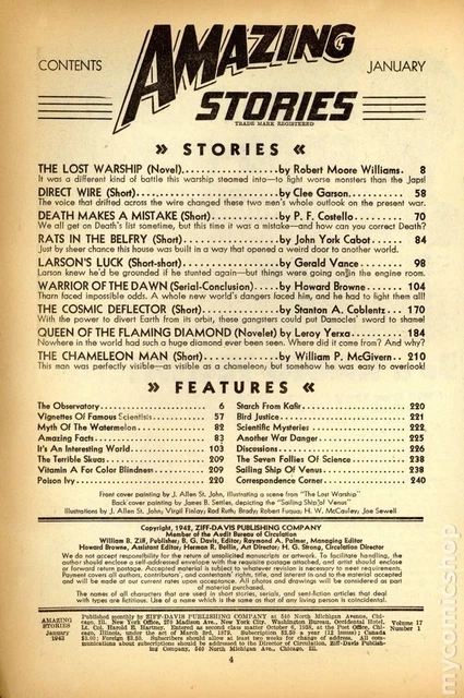 Amazing Stories Pulp Jan 1943 Vol. 17 #1 GD/VG 3.0 RESTORED 3