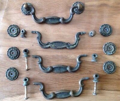 Antique Drawer Handles Brass Set Of 4 With Fittings  115 X 45Mm