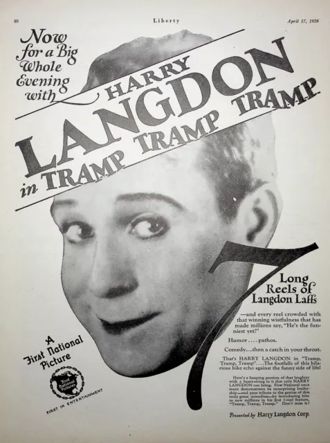 Original 1926 Ad for Harry Langdon, Tramp Tramp Tramp
