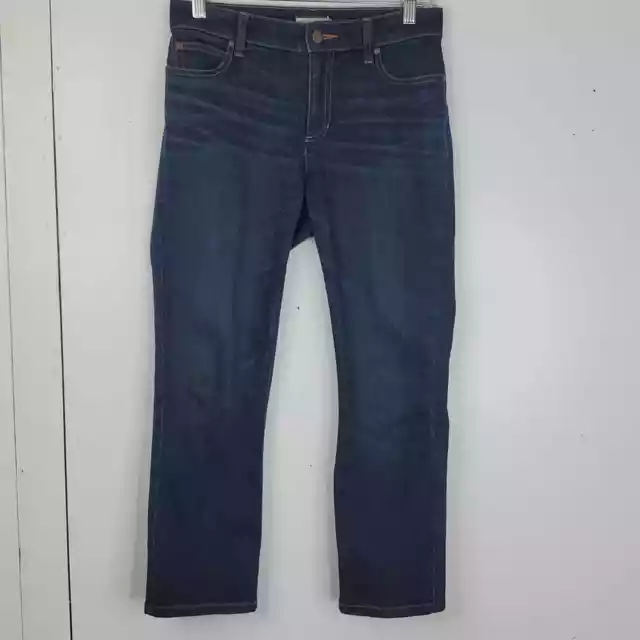 Eileen Fisher Cropped Jeans Straight Leg Dark Wash Mid Rise Stretch Womens 4P