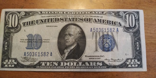 1934 Series 10.00 Silver Certificate
