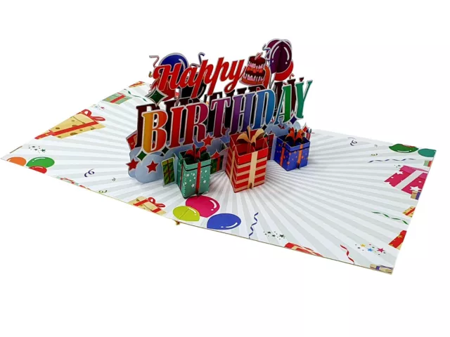 Feliz Cumpleaños 3D Pop Up Tarjeta, 3D Tarjetas de Felicitación