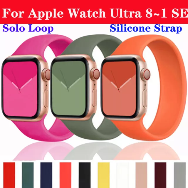 Solo Loop Watch Band For Apple Watch Ultra Series 8 7 6 5 SE Silicone Strap 49mm