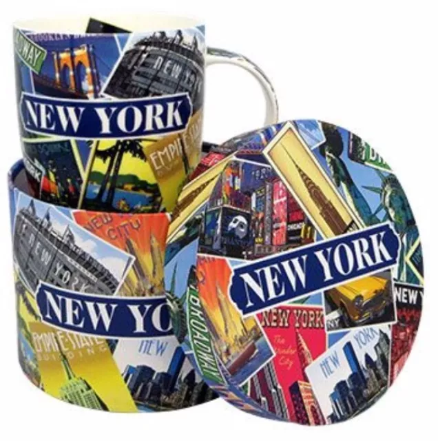 New York Porzellan Kaffeetasse incl.Gift Box Collage WTC Neu Coffee Mug (pcf)