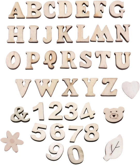 Lot De 204 Lettres Et Chiffres En Bois Brut - 1,5 Cm - Pour Bricolage, Déco, Projets Créatifs Ou éducatifs - 3