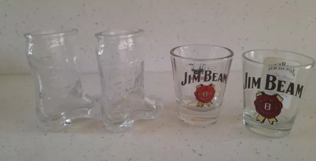 Jim Beam The Bourbon Flag Boot Nip Shot Glasses